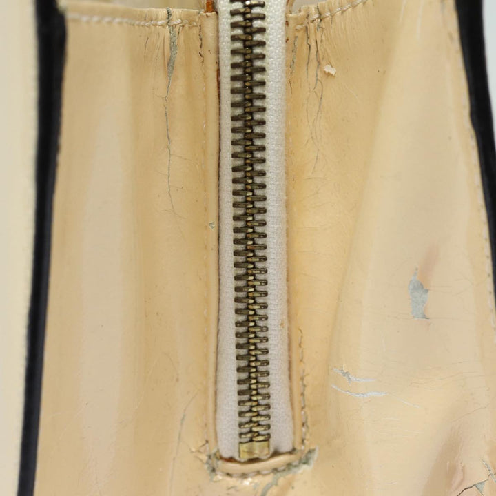 Celine Chain Shoulder Bag Enamel Beige Gold Auth 85699