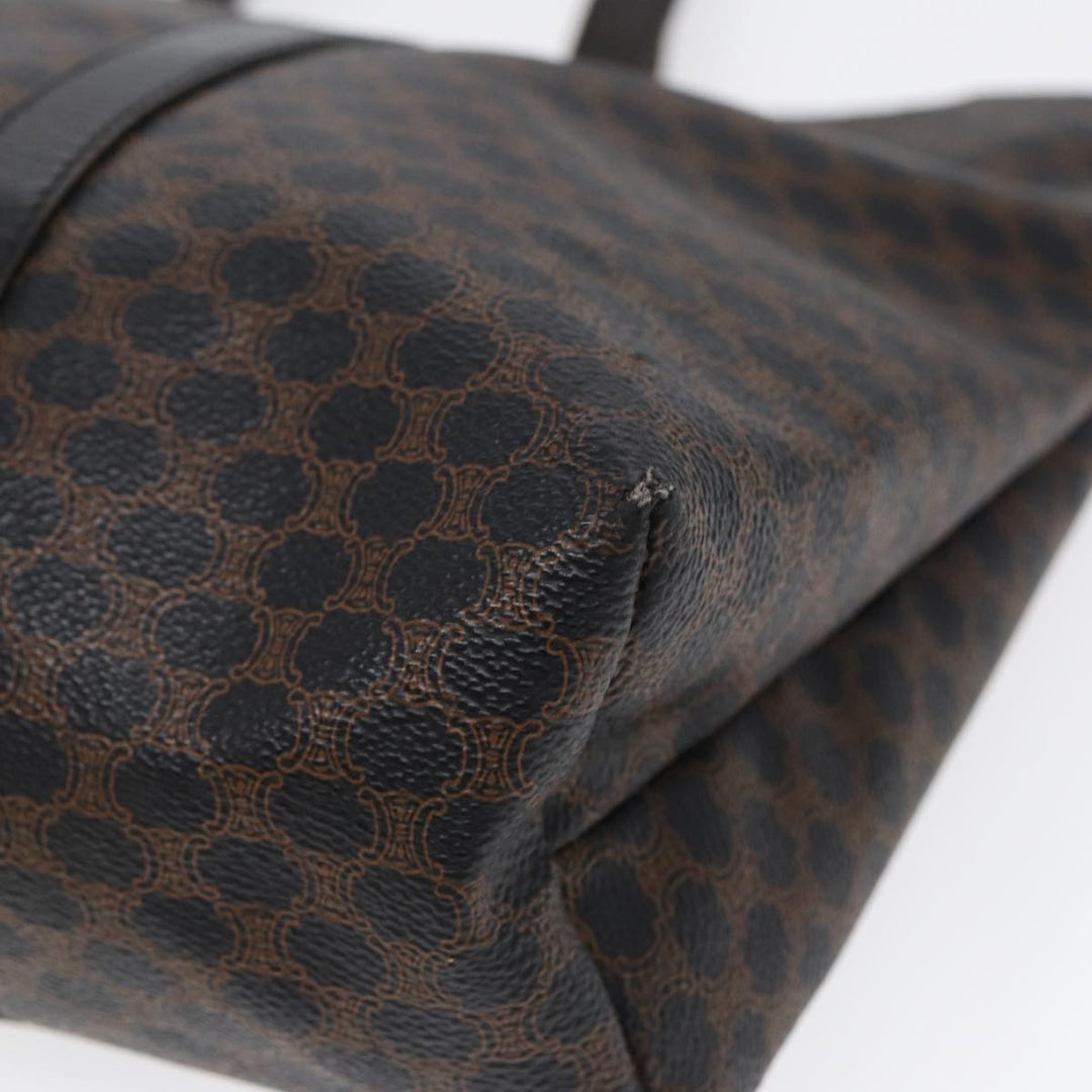 Celine Macadam Canvas Tote Bag PVC Black Gold Auth 85704