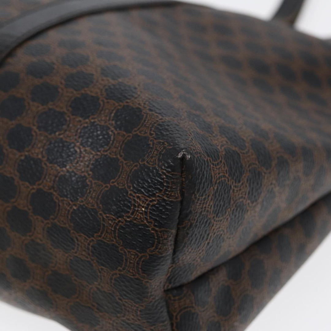 Celine Macadam Canvas Tote Bag PVC Black Gold Auth 85704