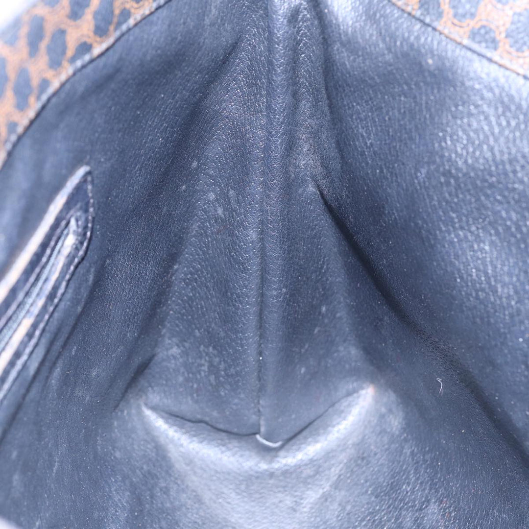 Celine Macadam Canvas Tote Bag PVC Black Gold Auth 85704