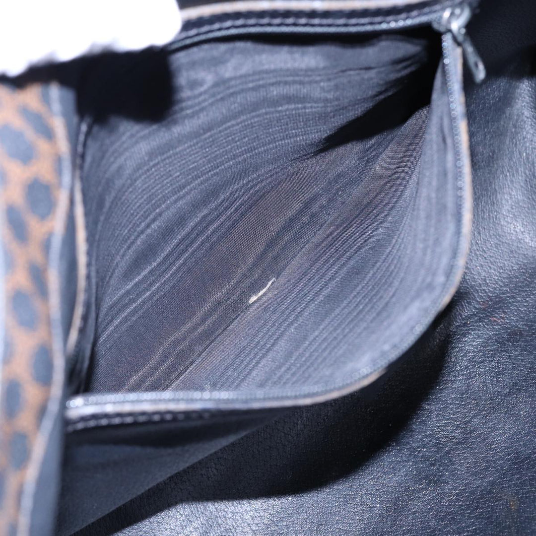 Celine Macadam Canvas Tote Bag PVC Black Gold Auth 85704