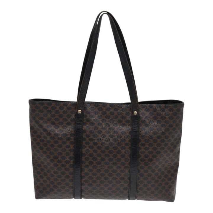 Celine Macadam Canvas Tote Bag PVC Black Gold Auth 85704