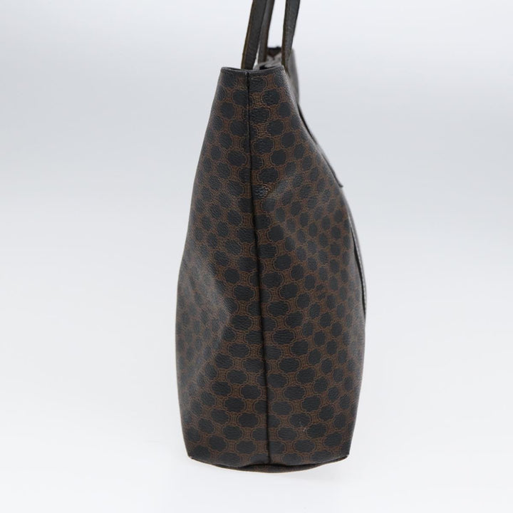 Celine Macadam Canvas Tote Bag PVC Black Gold Auth 85704