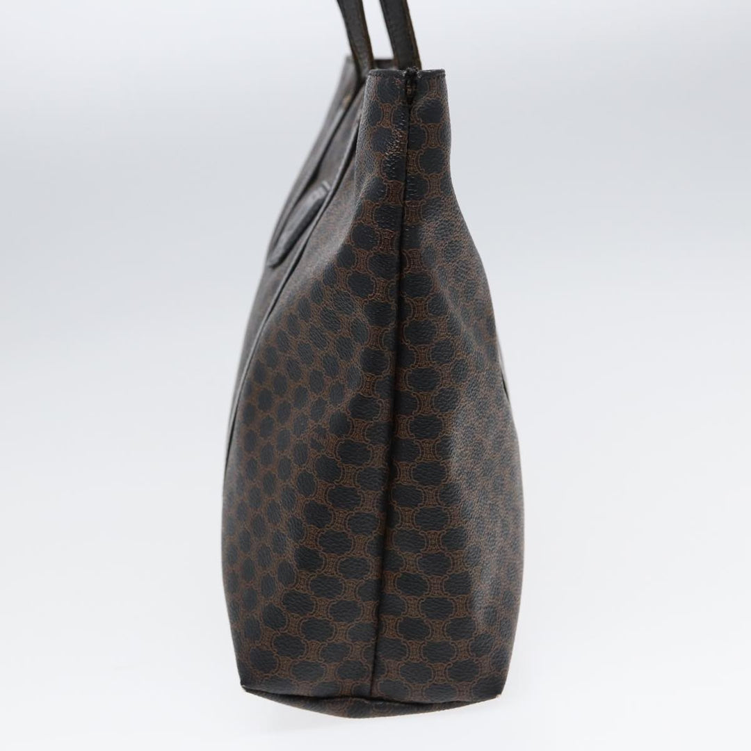 Celine Macadam Canvas Tote Bag PVC Black Gold Auth 85704