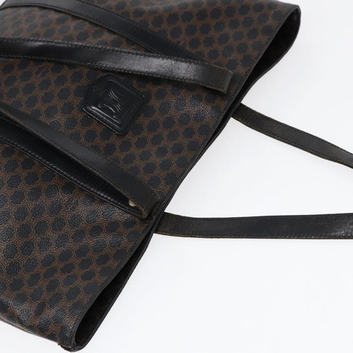 Celine Macadam Canvas Tote Bag PVC Black Gold Auth 85704