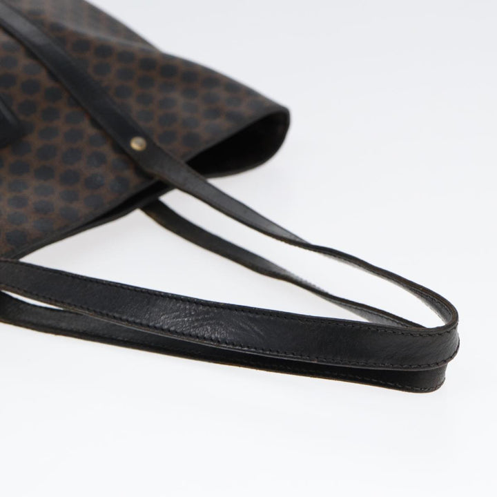 Celine Macadam Canvas Tote Bag PVC Black Gold Auth 85704