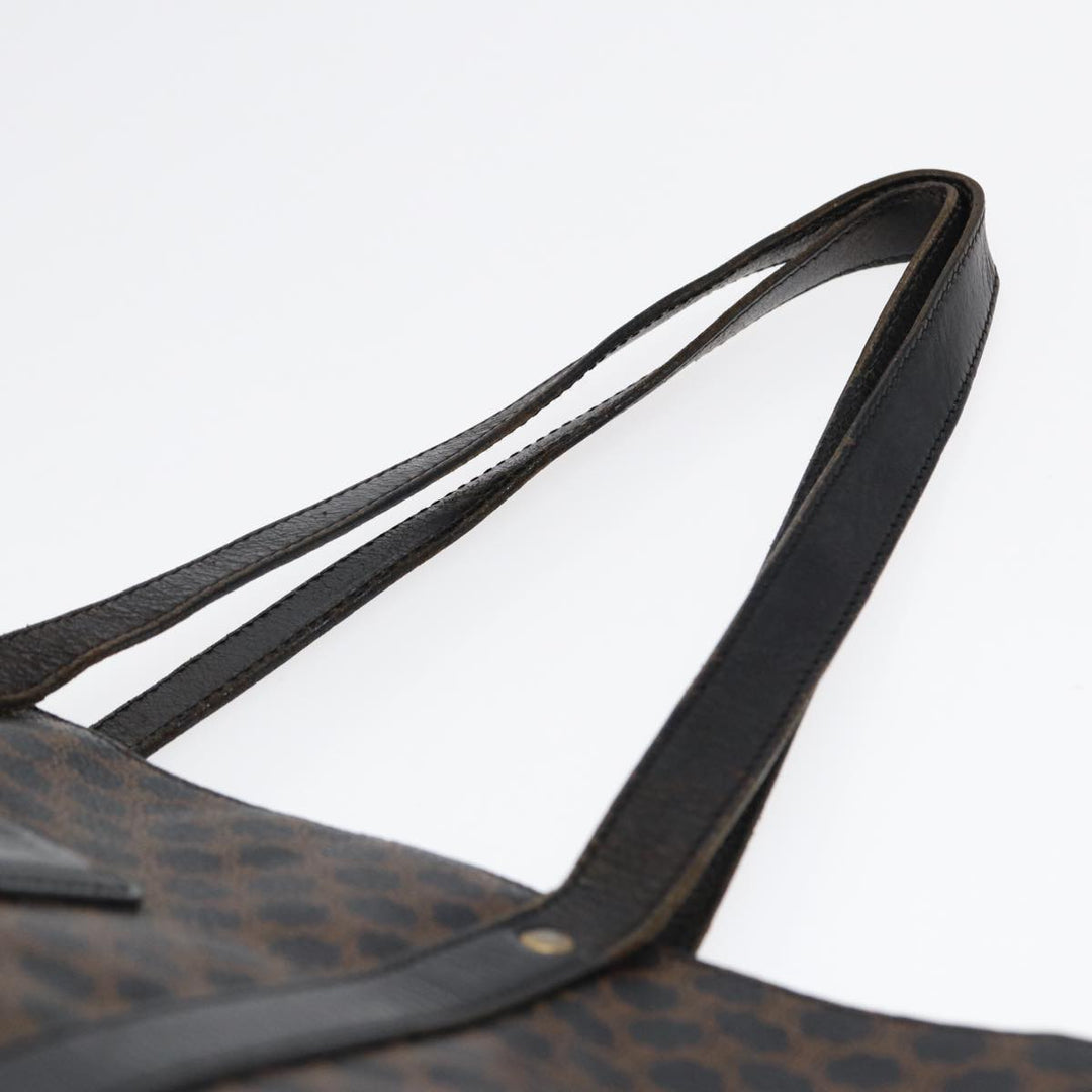 Celine Macadam Canvas Tote Bag PVC Black Gold Auth 85704
