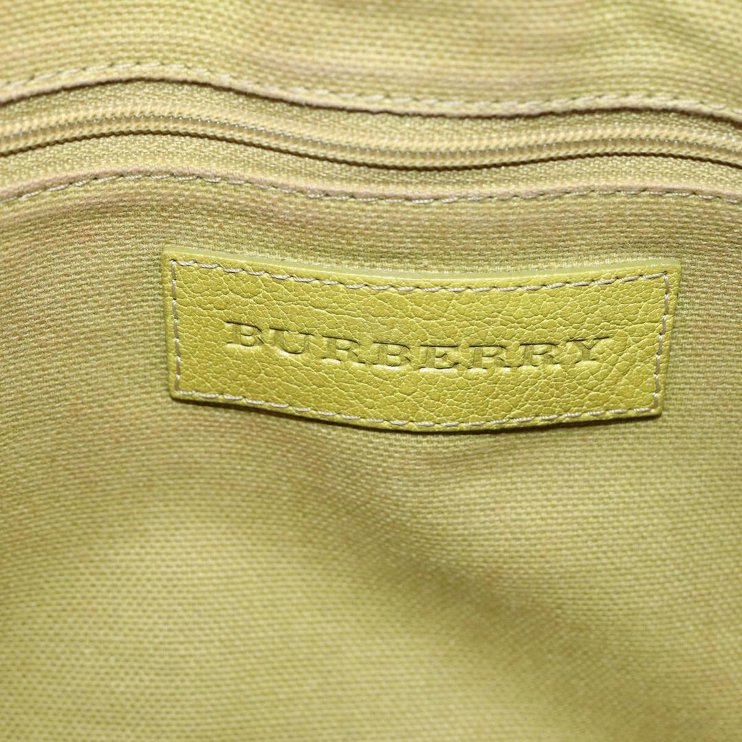 Burberry Nova Check Hand Bag PVC 2way Beige Gold Pistachio Yellow Auth 85745