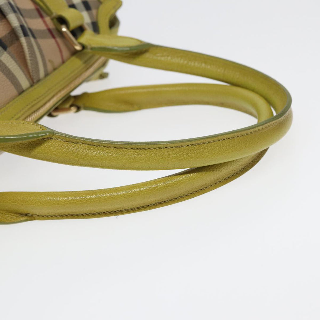 Burberry Nova Check Hand Bag PVC 2way Beige Gold Pistachio Yellow Auth 85745