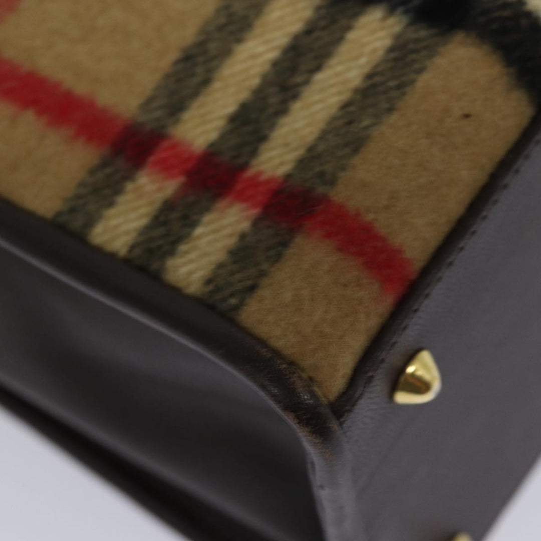 BurberrySs Nova Check Shoulder Bag Wool Beige Gold Auth 85746