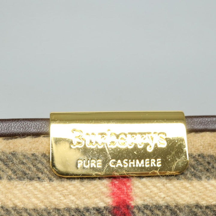 BurberrySs Nova Check Shoulder Bag Wool Beige Gold Auth 85746