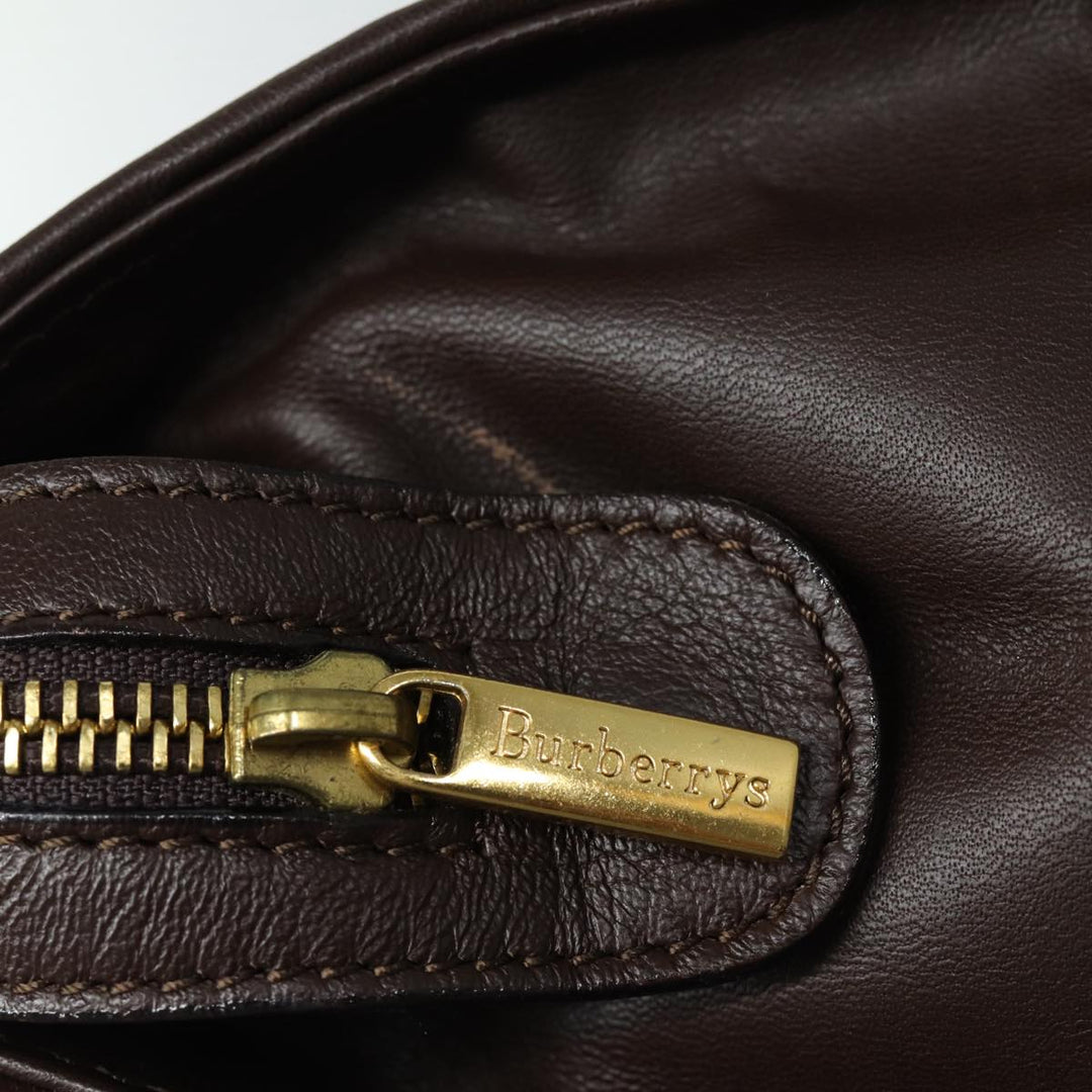 BurberrySs Nova Check Shoulder Bag Wool Beige Gold Auth 85746