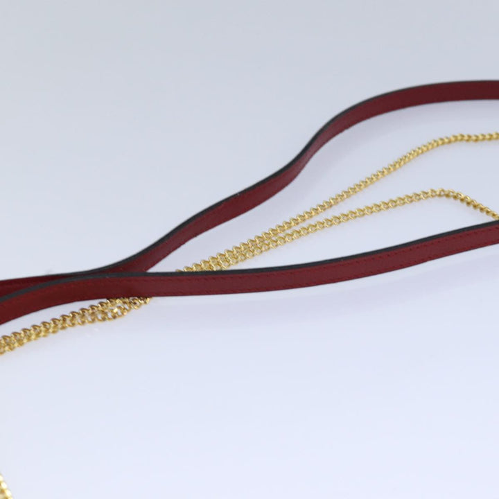 CHRISTIAN Top quality Dior Chain Shoulder Bag Leather Red Gold Auth 85850