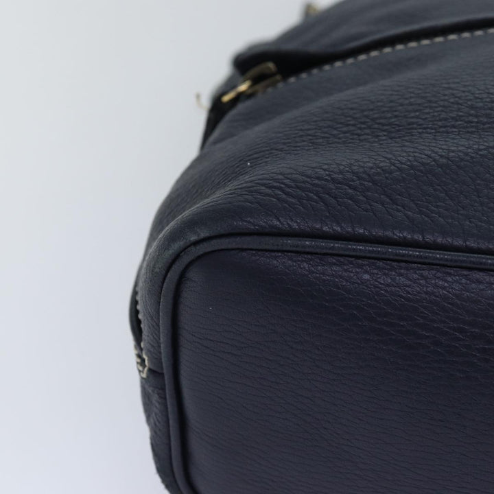 Celine Shoulder Bag Leather Navy Gold Auth 85861