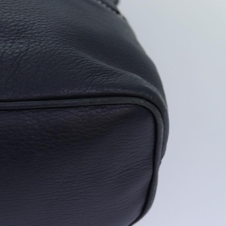 Celine Shoulder Bag Leather Navy Gold Auth 85861