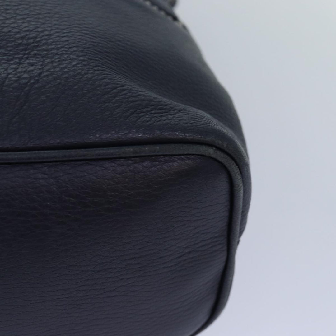 Celine Shoulder Bag Leather Navy Gold Auth 85861