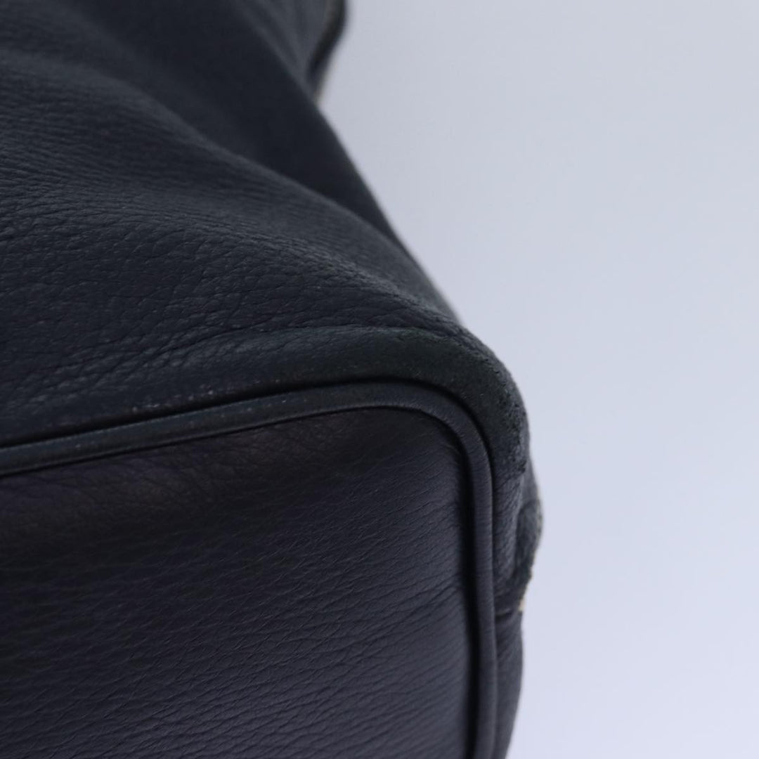 Celine Shoulder Bag Leather Navy Gold Auth 85861