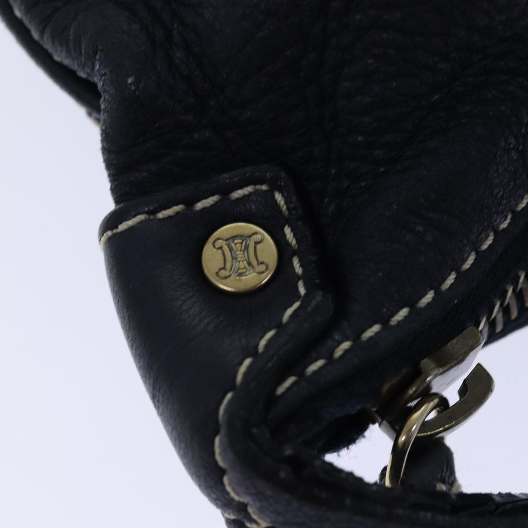 Celine Shoulder Bag Leather Navy Gold Auth 85861