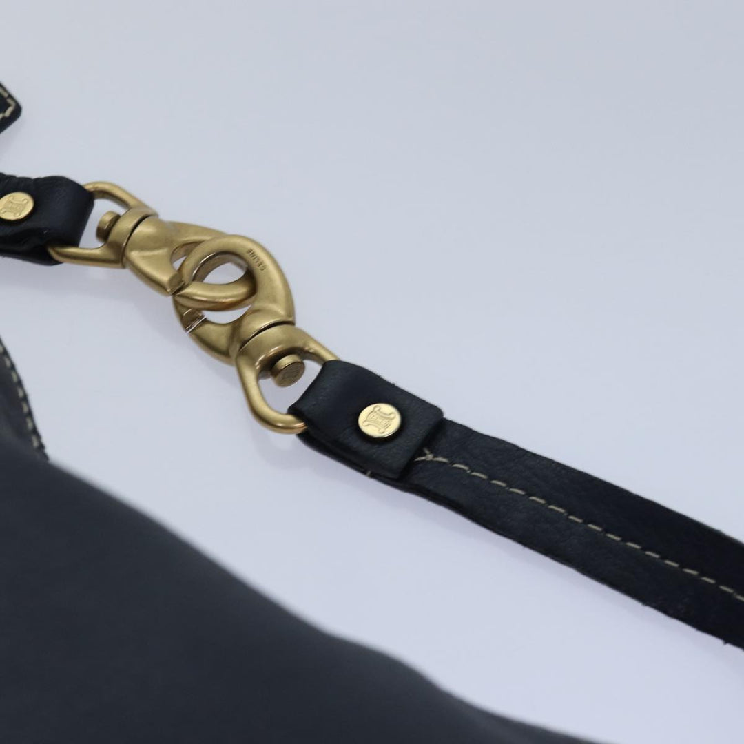 Celine Shoulder Bag Leather Navy Gold Auth 85861