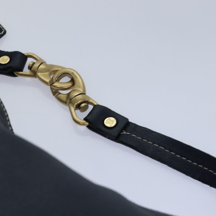 Celine Shoulder Bag Leather Navy Gold Auth 85861