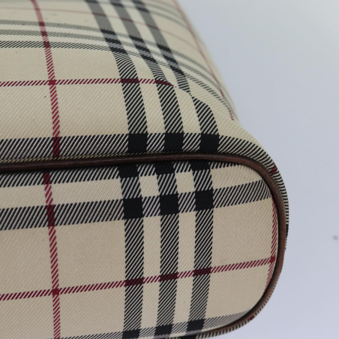 Burberry Nova Check Hand Bag Nylon Beige Silver Auth 85862
