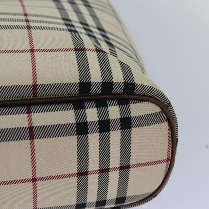 Burberry Nova Check Hand Bag Nylon Beige Silver Auth 85862