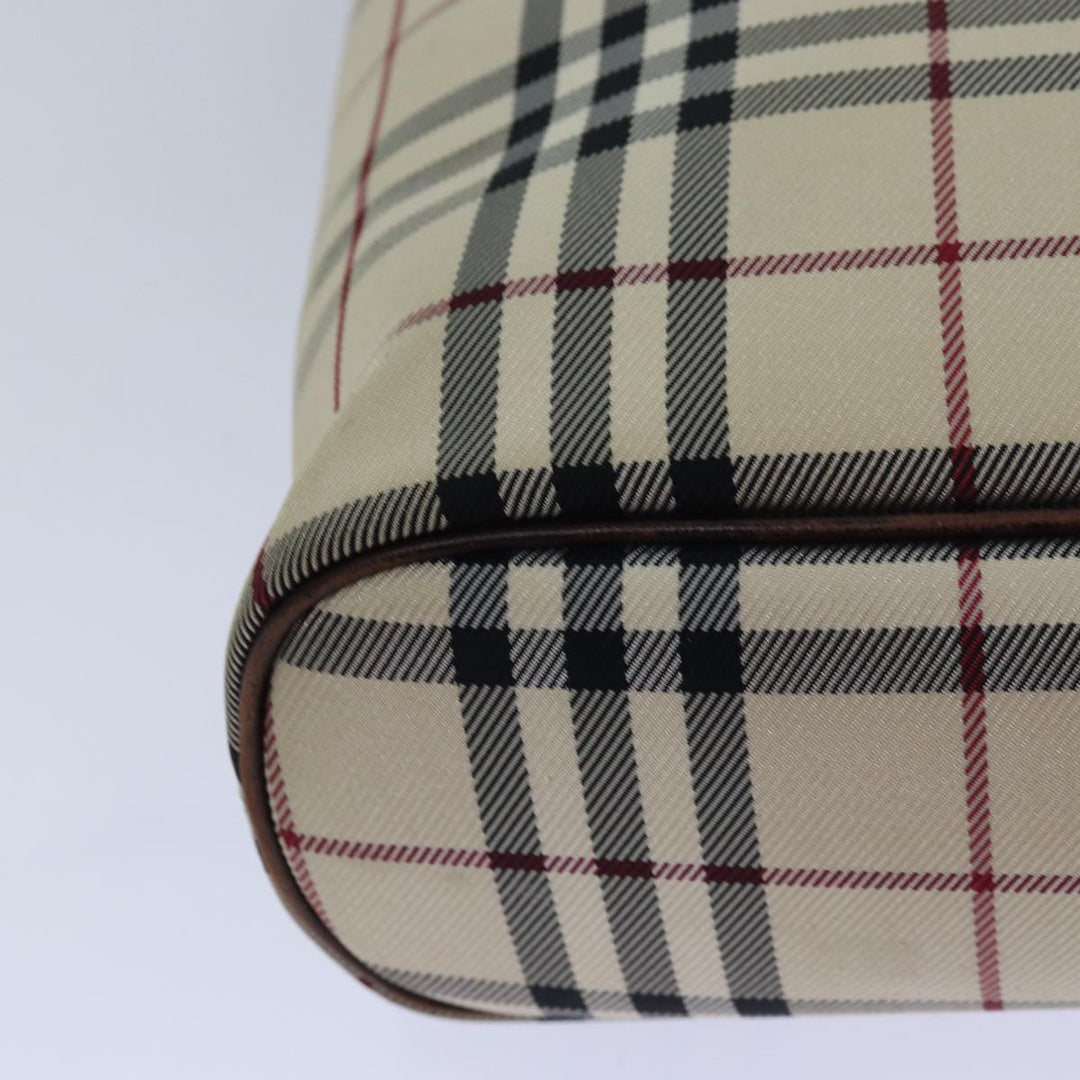 Burberry Nova Check Hand Bag Nylon Beige Silver Auth 85862