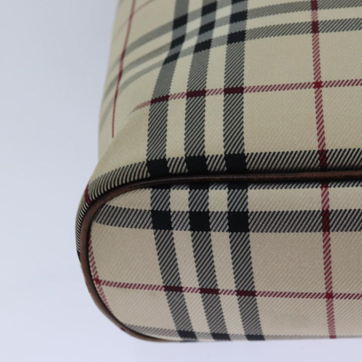 Burberry Nova Check Hand Bag Nylon Beige Silver Auth 85862