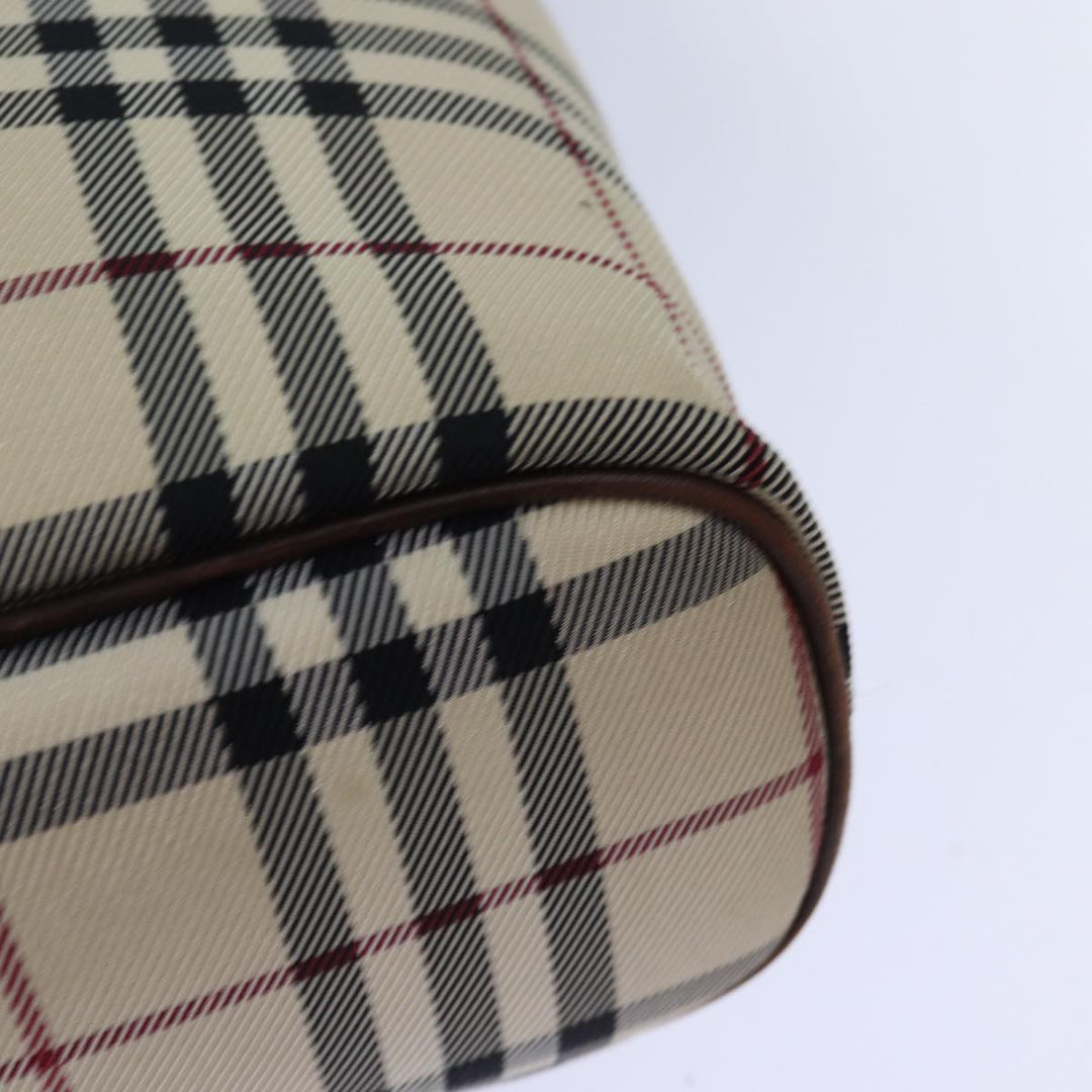 Burberry Nova Check Hand Bag Nylon Beige Silver Auth 85862