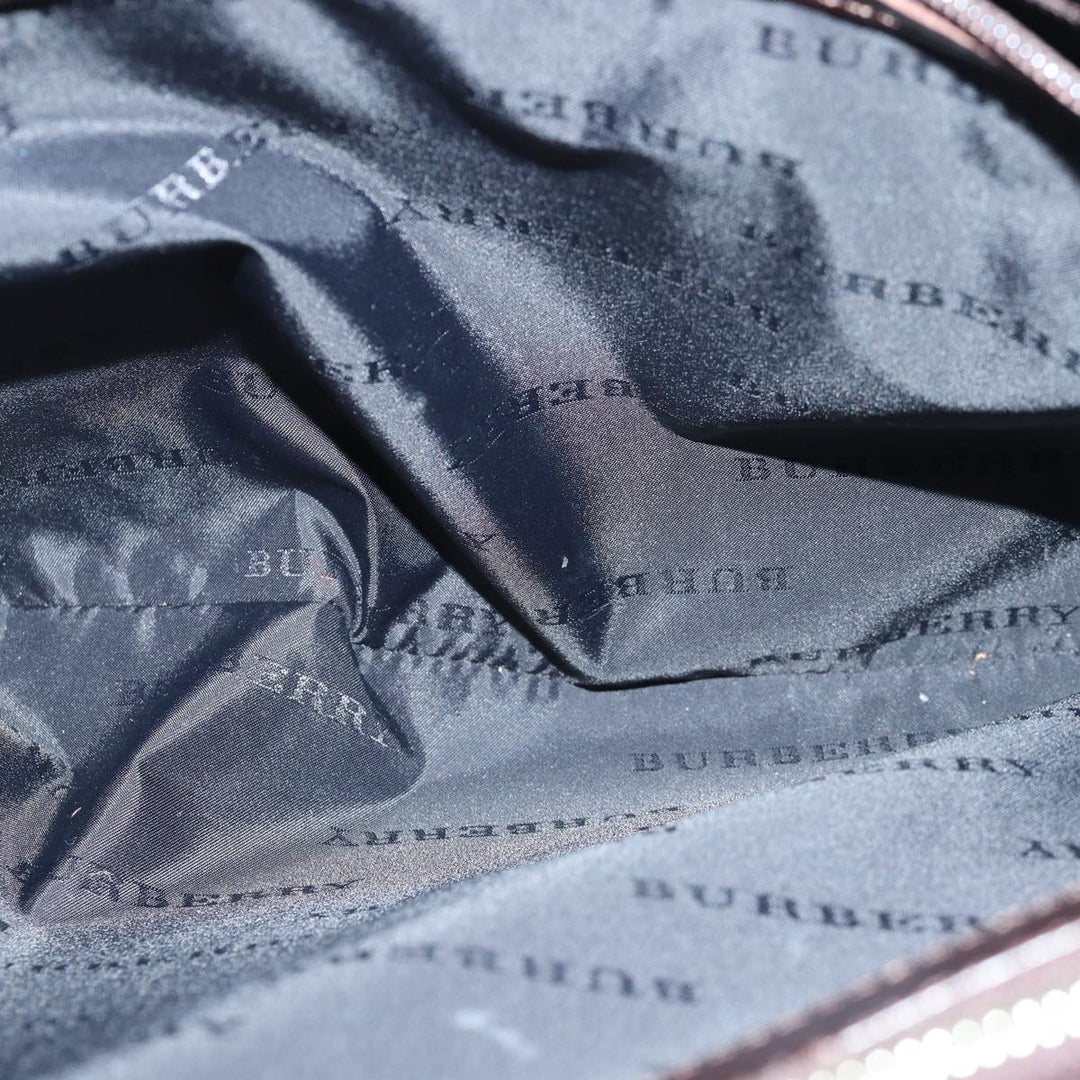Burberry Nova Check Hand Bag Nylon Beige Silver Auth 85862