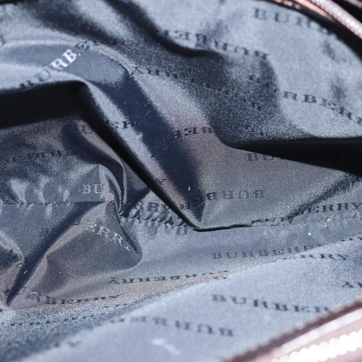 Burberry Nova Check Hand Bag Nylon Beige Silver Auth 85862
