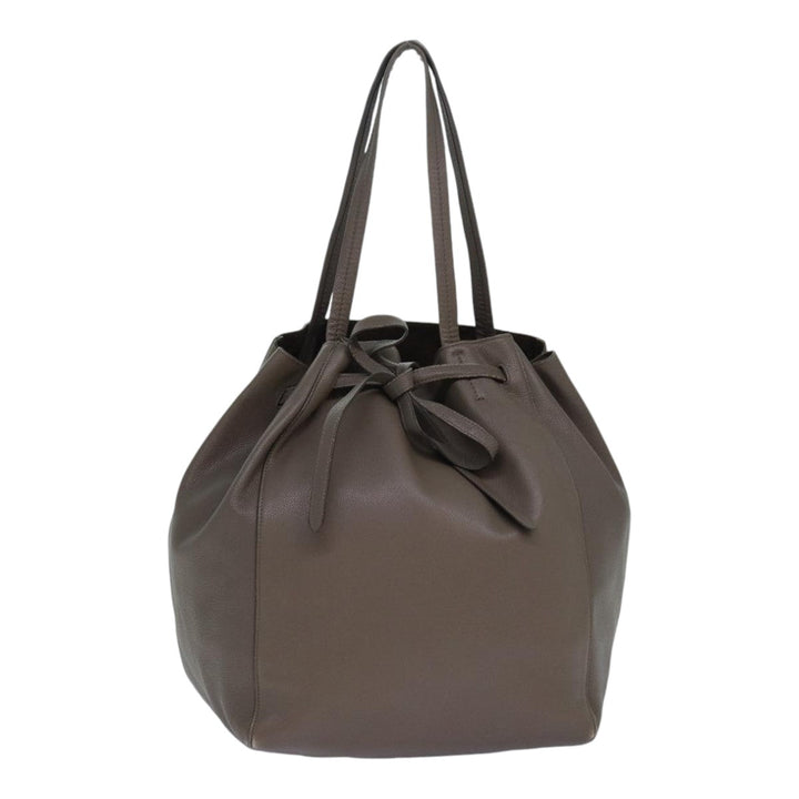 Celine Cabas Phantom Small Tote Bag Leather Gray Gold Auth 85864