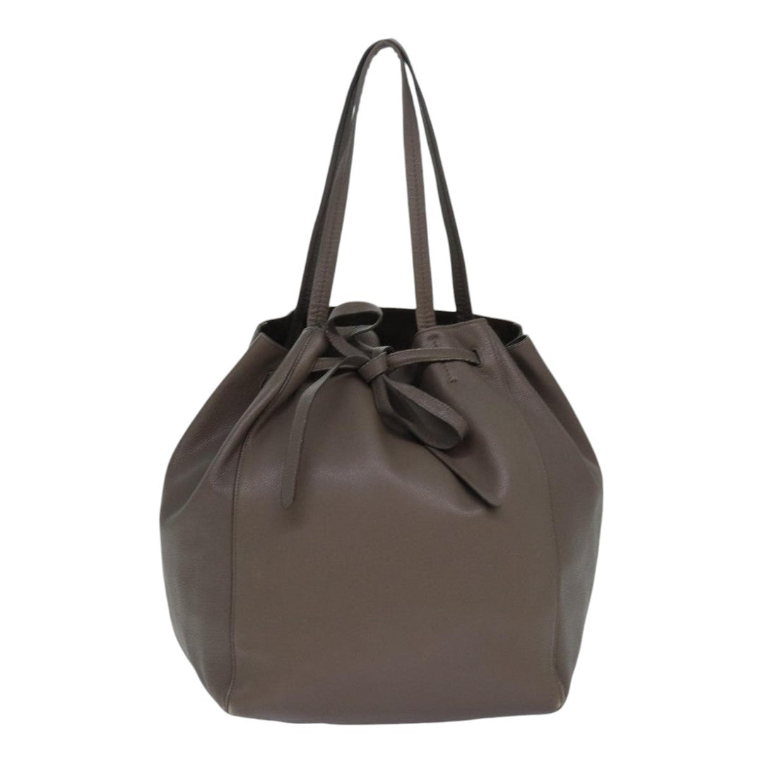 Celine Cabas Phantom Small Tote Bag Leather Gray Gold Auth 85864