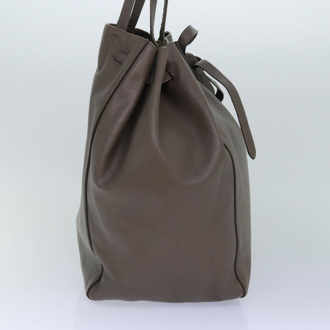 Celine Cabas Phantom Small Tote Bag Leather Gray Gold Auth 85864
