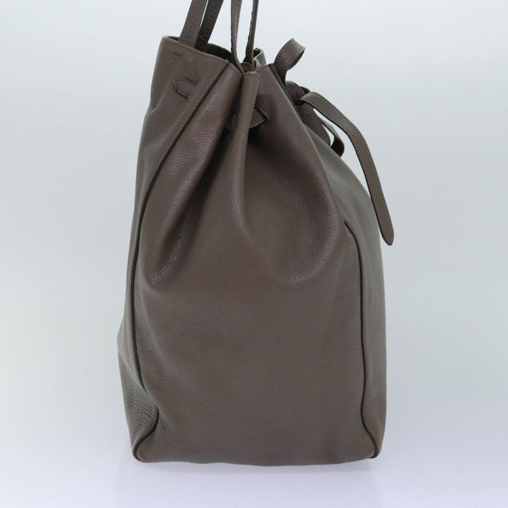 Celine Cabas Phantom Small Tote Bag Leather Gray Gold Auth 85864