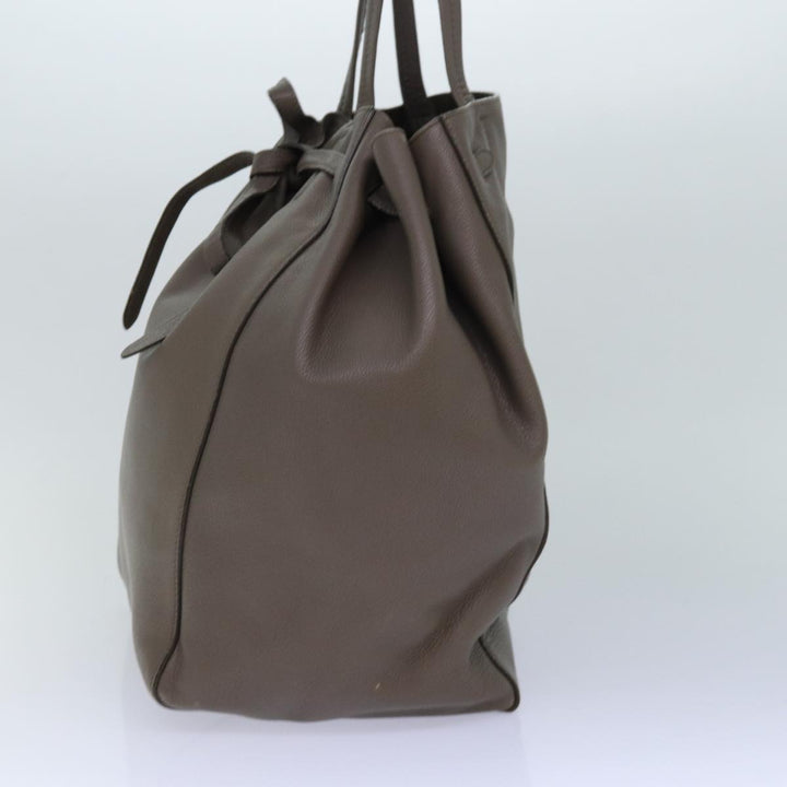 Celine Cabas Phantom Small Tote Bag Leather Gray Gold Auth 85864