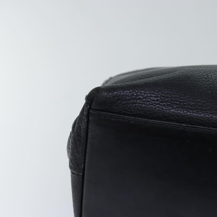 BurberrySs Shoulder Bag Leather Silver Black Auth 85895