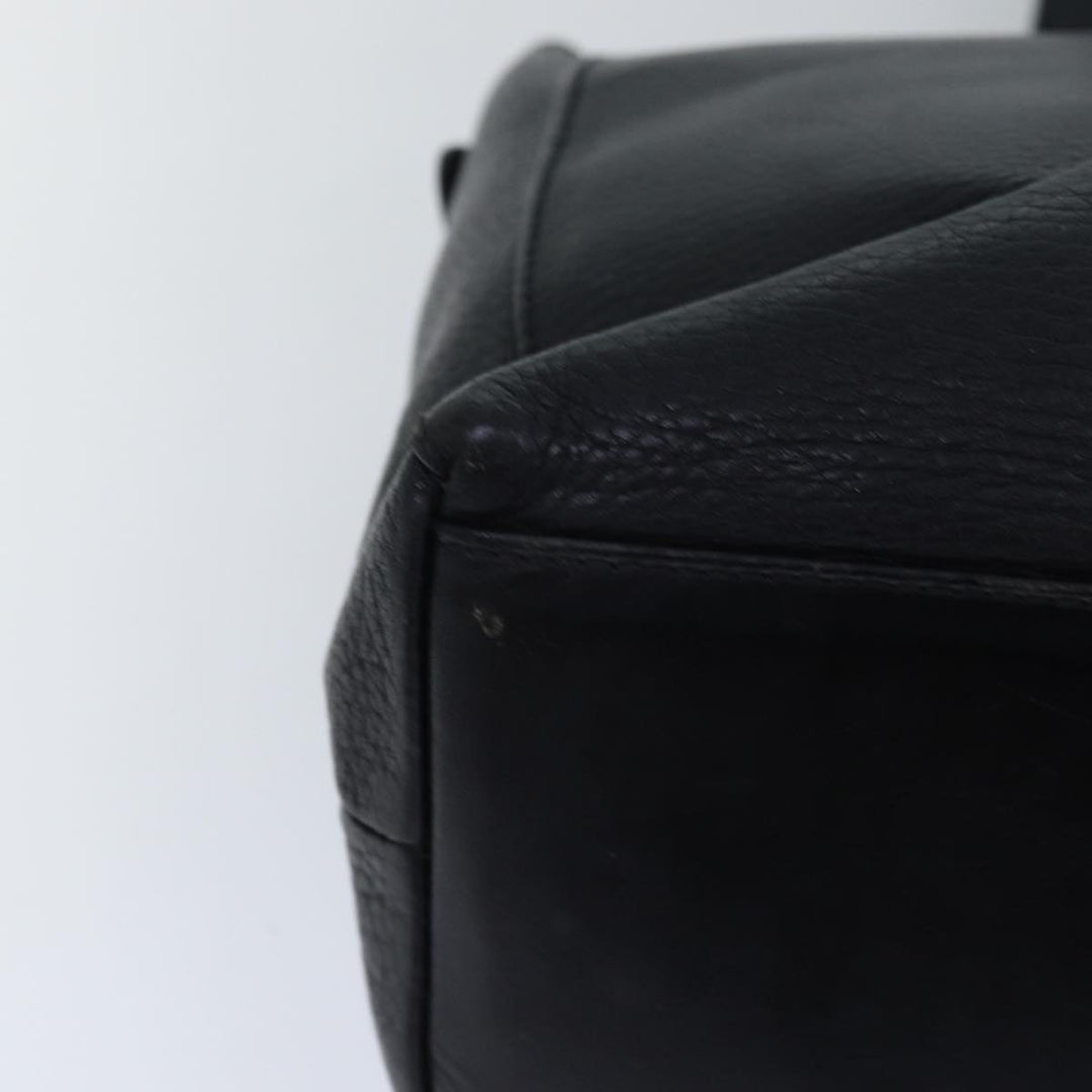 BurberrySs Shoulder Bag Leather Silver Black Auth 85895