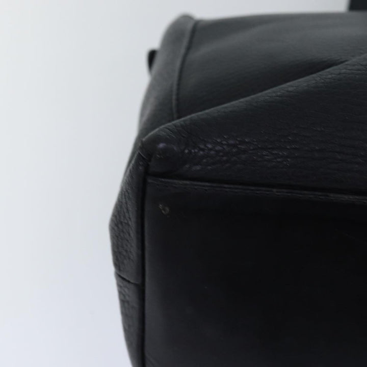 BurberrySs Shoulder Bag Leather Silver Black Auth 85895