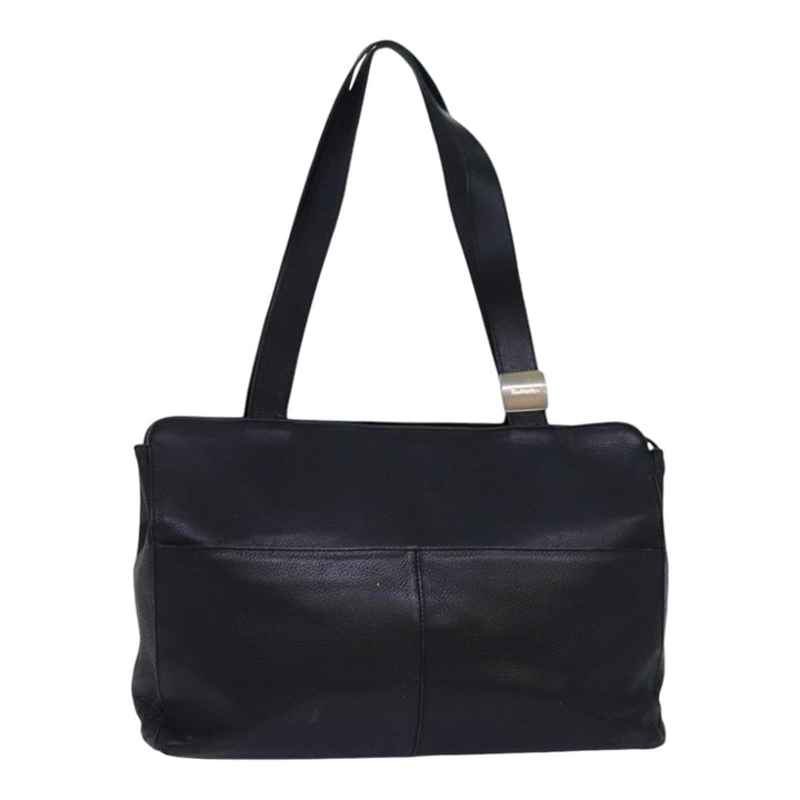 BurberrySs Shoulder Bag Leather Silver Black Auth 85895