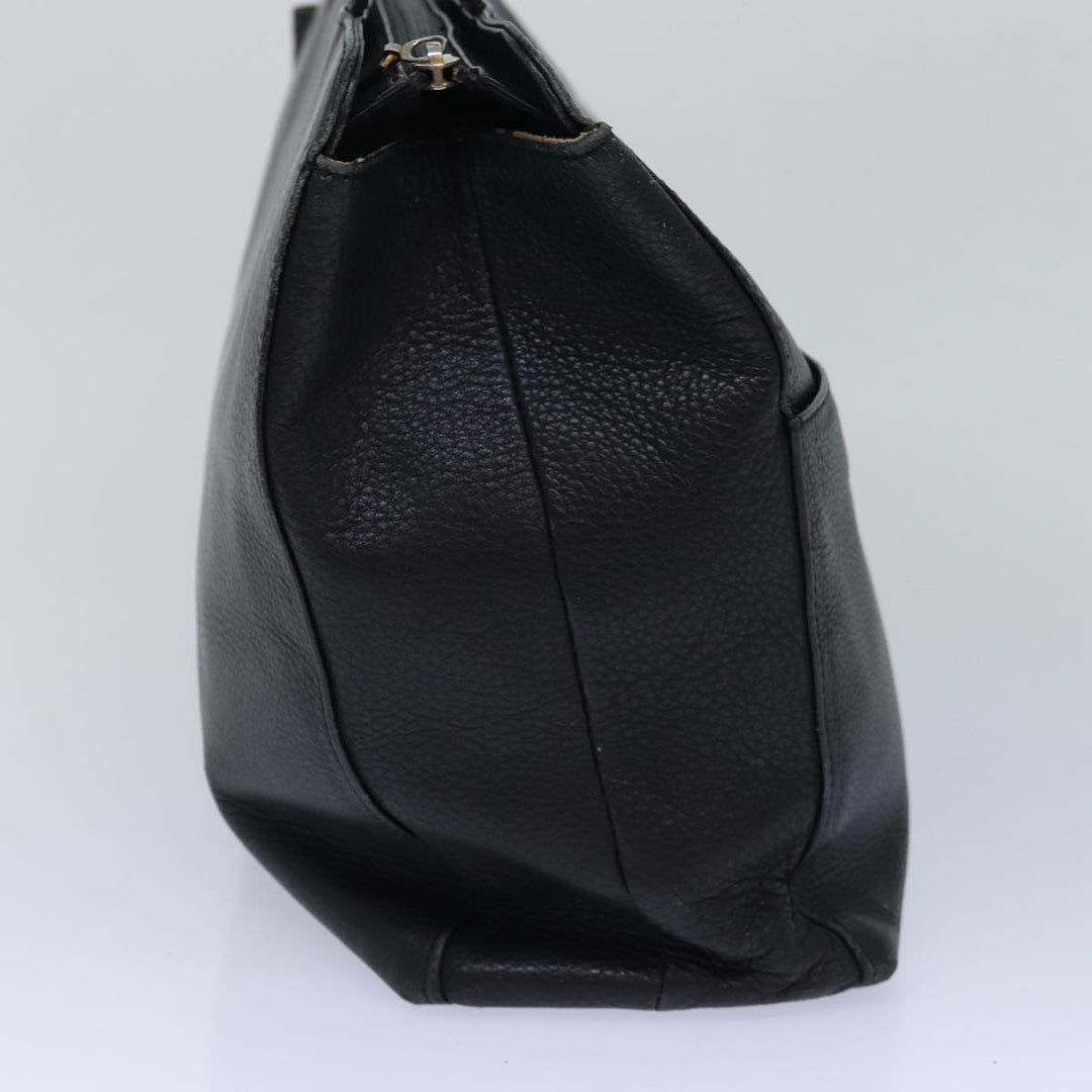 BurberrySs Shoulder Bag Leather Silver Black Auth 85895