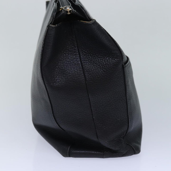 BurberrySs Shoulder Bag Leather Silver Black Auth 85895