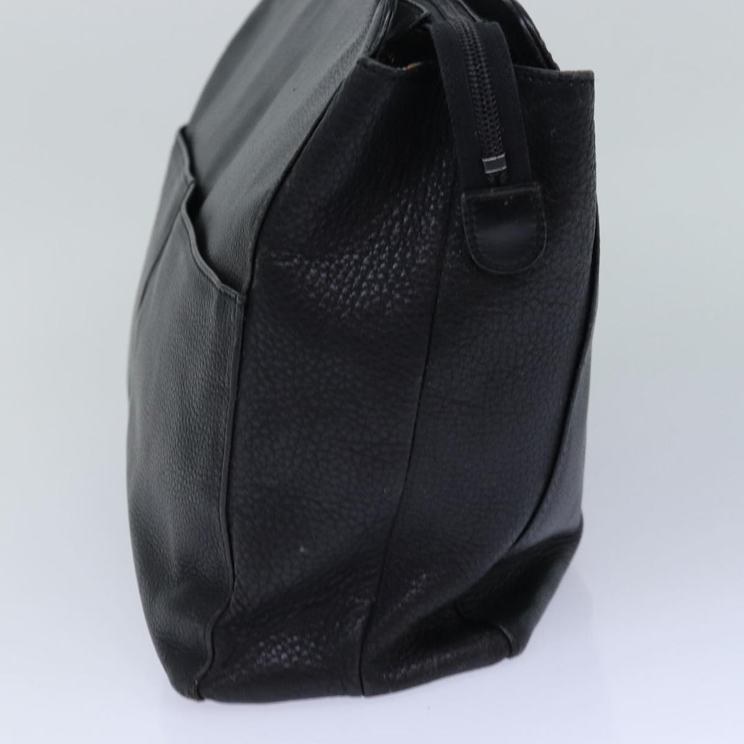 BurberrySs Shoulder Bag Leather Silver Black Auth 85895