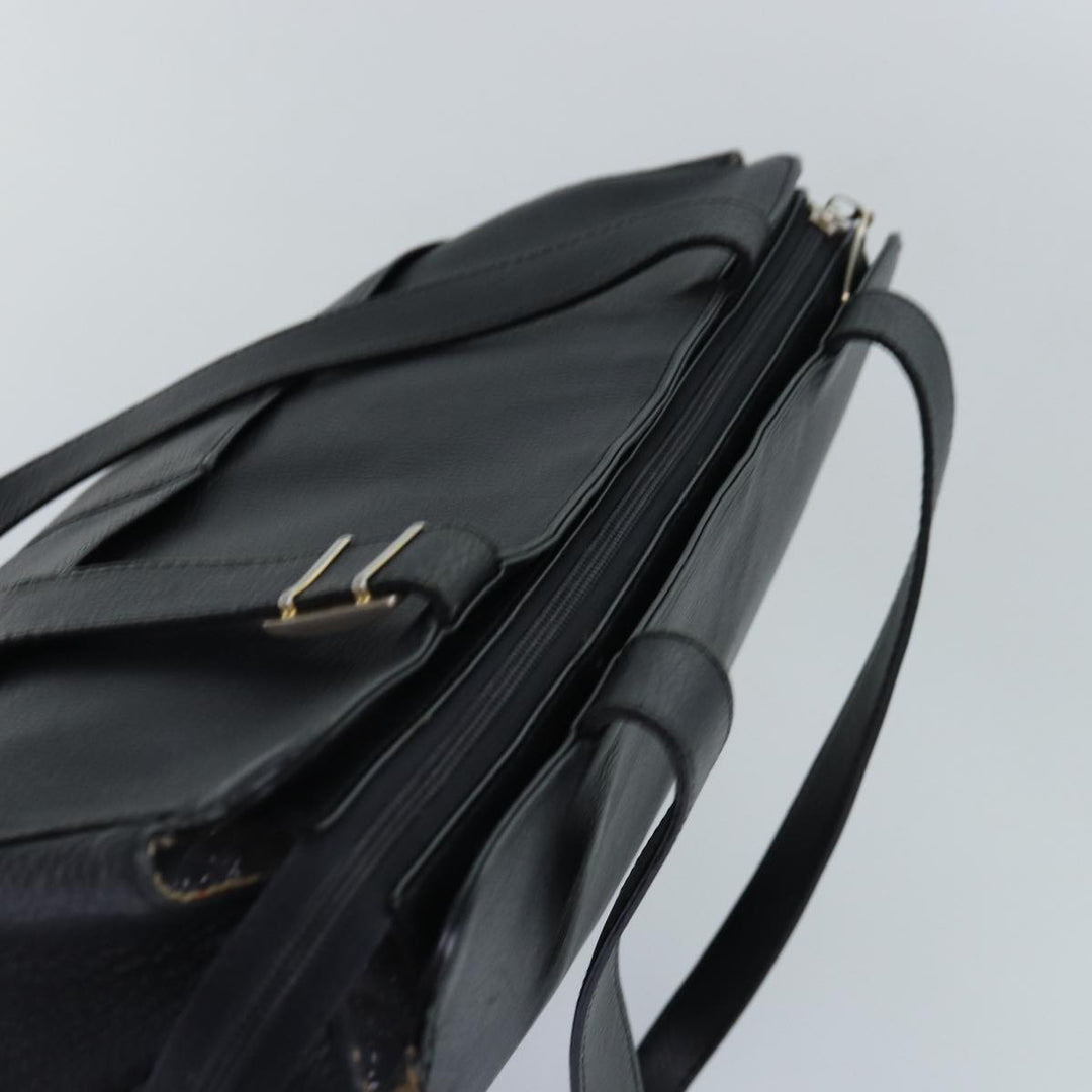 BurberrySs Shoulder Bag Leather Silver Black Auth 85895