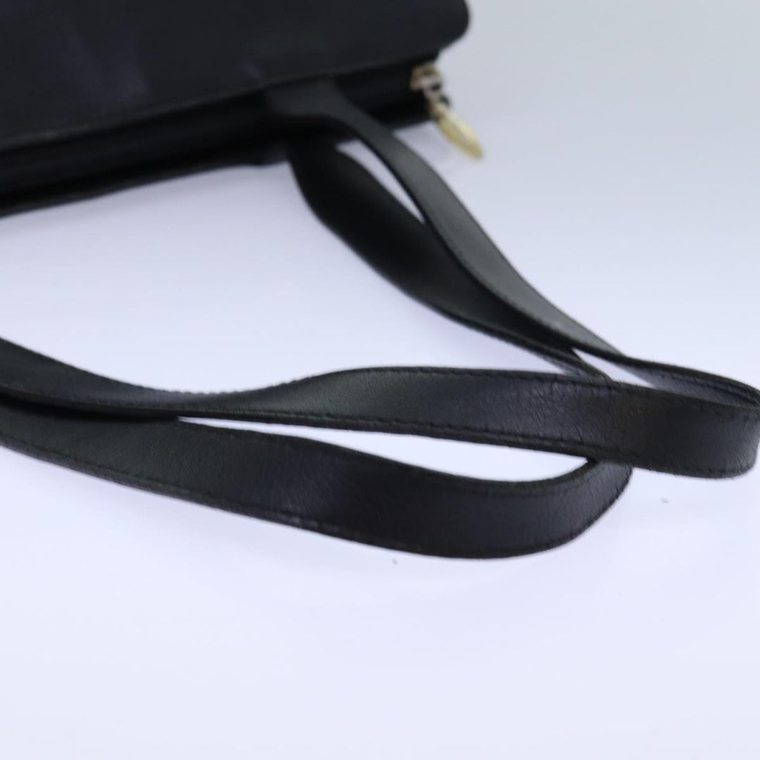 BurberrySs Shoulder Bag Leather Silver Black Auth 85895