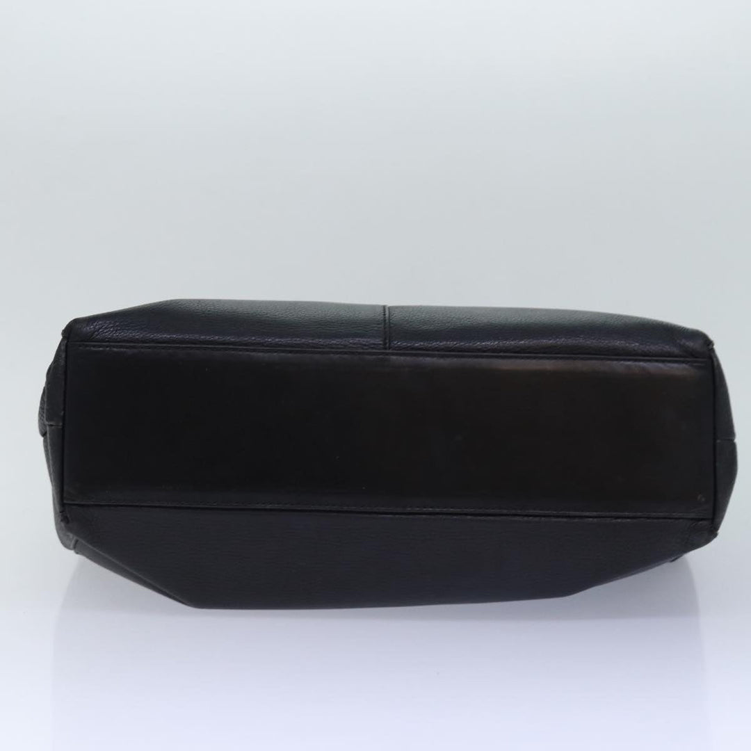 BurberrySs Shoulder Bag Leather Silver Black Auth 85895