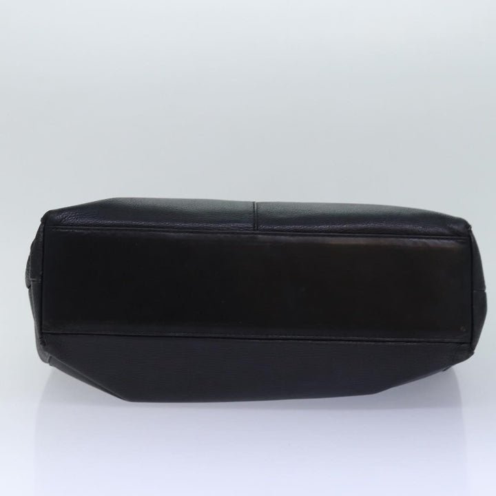 BurberrySs Shoulder Bag Leather Silver Black Auth 85895