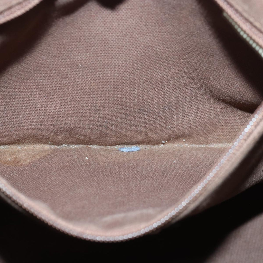 Burberry Nova Check Blue Label Shoulder Bag Wool Beige Silver Auth 85897