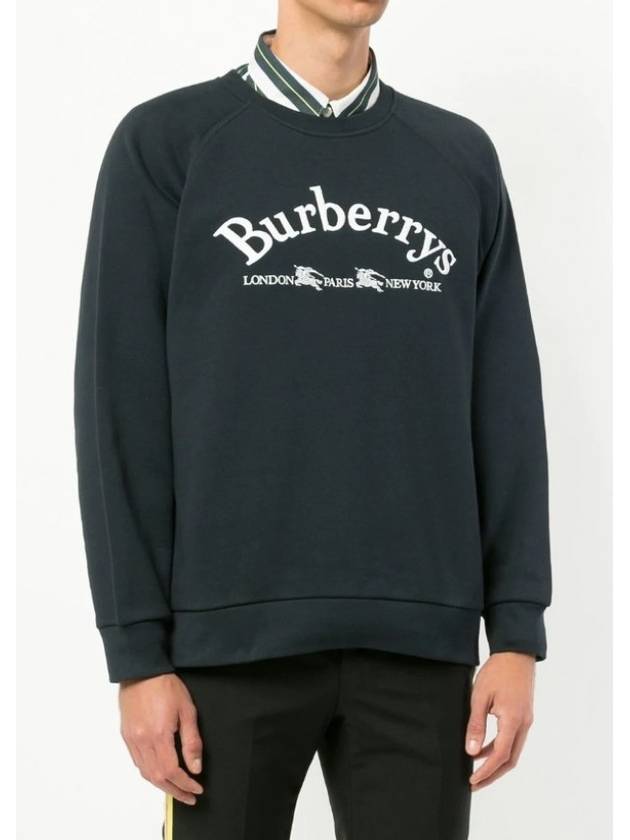 Burberry Embroidered Logo Casual Sweatshirt Navy