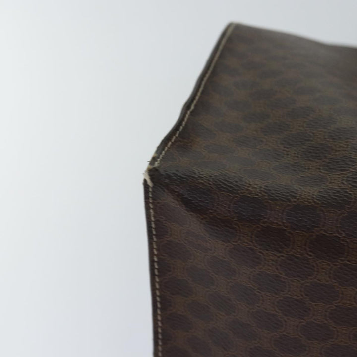 Celine Macadam Canvas Shoulder Bag PVC Leather Brown Gold Auth 85902